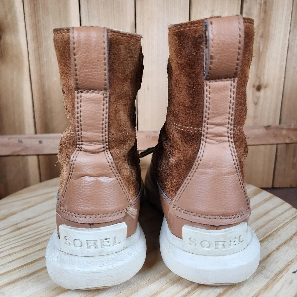 Sorel Explor Boots Youth Size 3 Brown Suede Faux Fur Lined Waterproof NY4897-242
